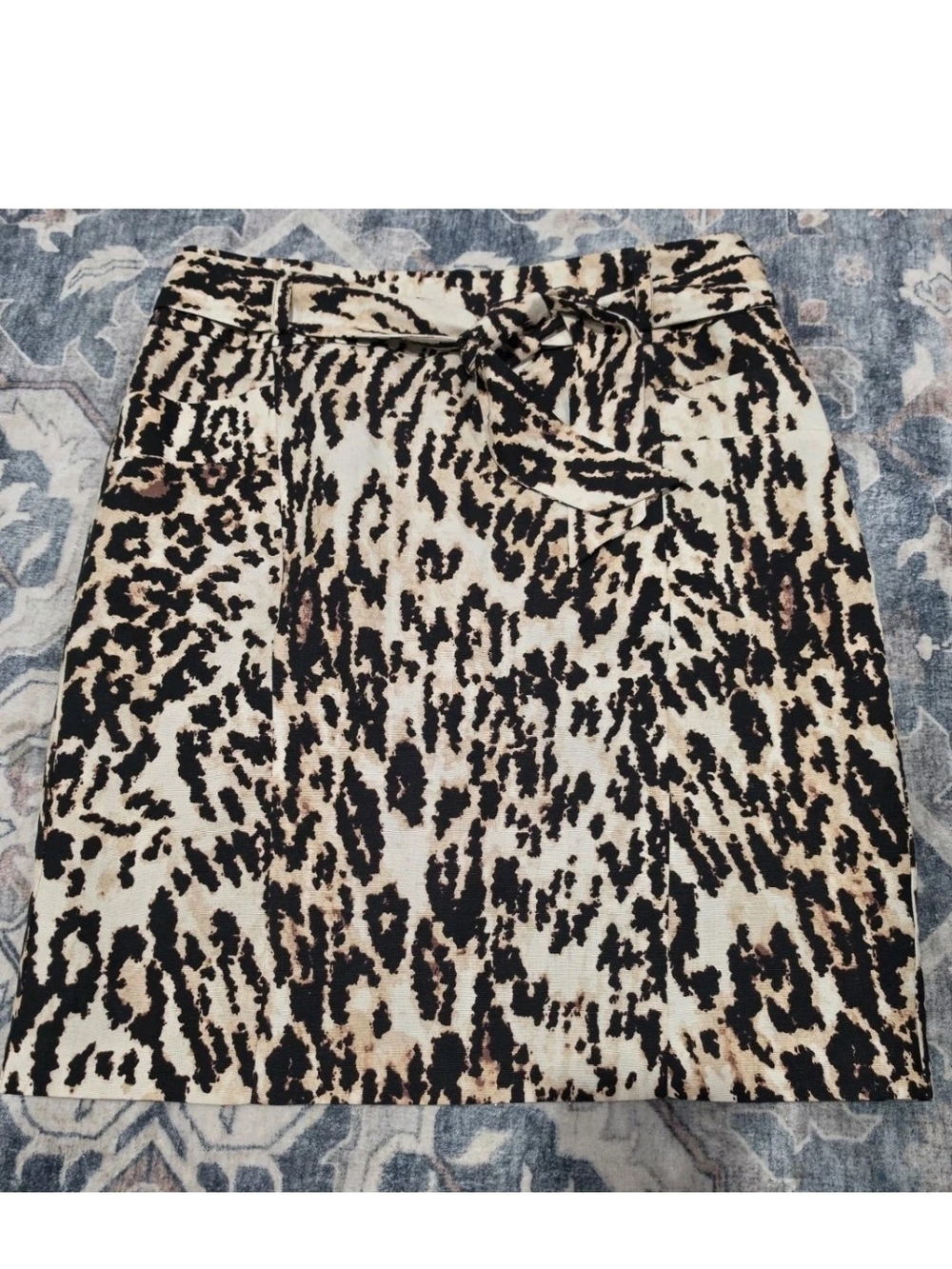 Calvin Klein Leopard Print Pencil Skirt in Beige, Black and Brown